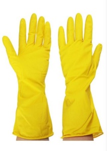 Перчатки латексные с хлоп.нап. р-р S д/деликатной уборки желтые