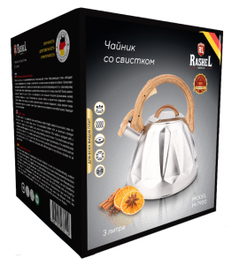 Чайник нержавеющая сталь 3л RASHEL со свистком+индукция 1/12 