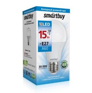 Лампа  LED-А60 15Вт 6000 Е27 Smartbuy