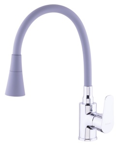 Смеситель д/кухни RUSANT СЕРЫЙ рыч,гибкий излив.2  режима