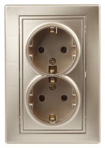 Розетка Intro Plano с/п 2пол з/к 16А шампань 1-205-04 