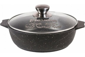 Жаровня с антипригарным покрытием 2,4л Гранит Black с крышкой ТМ Мечта 1/7