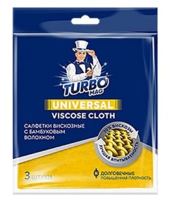 Салфетка ВИСКОЗА универсальная TURBOMAG UNIVERSAL 35*35см 3шт желтые 1/1