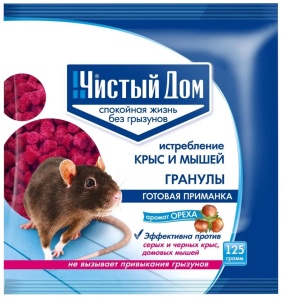 Средство от крыс и мышей гранулы с зап.ореха, пакет 125г ЧД (50)