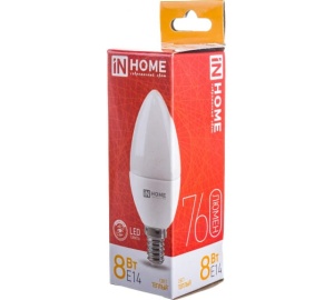 Лампа LED-свеча-VC 8Вт 3000 Е14 IN HOME