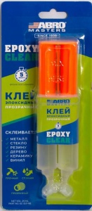 Клей эпоксидный прозрачный 25мл в шприце EC-330-RE АБРО 