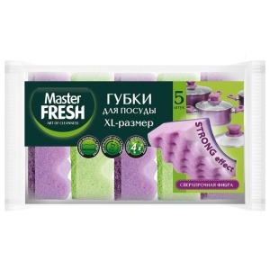 Губка для посуды XL STRONG effec Master FRESH 5штук 1/36
