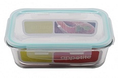 Контейнер стекл 1040 мл прям 19,5х14,5х6 см TM Appetite бирюзовый 1/6