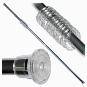 Карниз для ванны Прима 120-210см хром с серыми кольцами