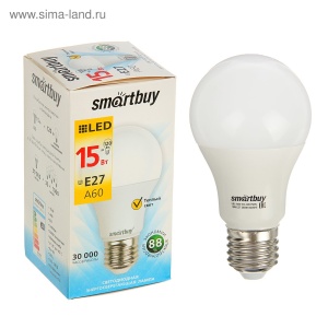 Лампа  LED-А60 15Вт 3000 Е27 Smartbuy