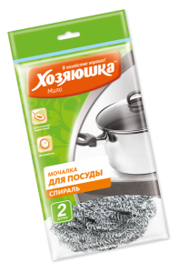 Мочалка для посуды метал спиральн ХОЗЯЮШКА Мила 2 шт 1/100 шт