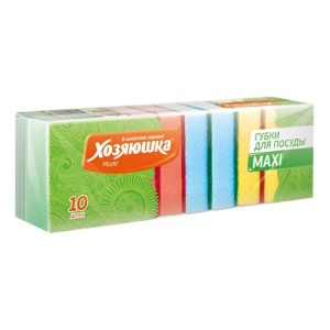 Губка для посуды ХОЗЯЮШКА Мила Макси 10шт 1/26шт