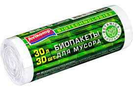 Пакеты д/мусора 30л рулон 30шт биораз.салат.АВИКОМП 