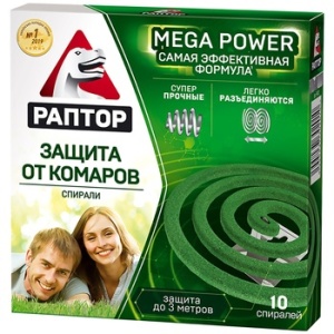 Спираль от комаров без запаха 10шт РАПТОР (24) 