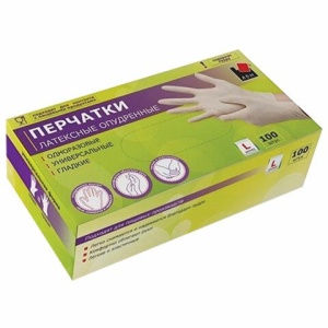 Перчатки латексные опудренные р.L (уп.100шт-50пар в коробке) 