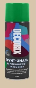 Грунт-эмаль аэроз. по ржавчине 3 в 1 зеленый 520мл DECORIX (12)