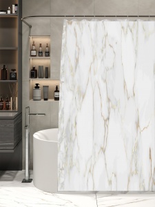 Штора для ванной полиэстер 180х200 см с утяжелителем Marble ZALEL 1/1 с кольцами