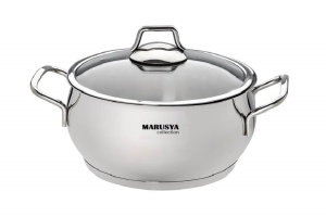Кастрюля нержавеющая сталь 2,0 л 16х10 см MARUSYA стеклянная крышка 