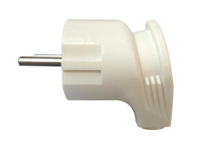 Вилка штепсельная  ПРОГРЕСС косая универ.бел/черн (30)