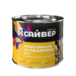 Грунт-эмаль по ржавчине 3в1 белая матовая 1,8кг Сайвер 