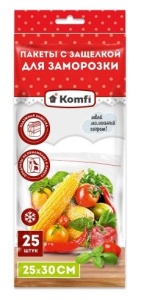 Пакеты с защелкой для заморозки 25смх30см (25шт) Komfi 