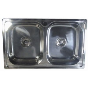 Мойка нерж врез 78х48 2чаш  0.8х180 выпуск 3 1/2" с сифоном без горы     Сири