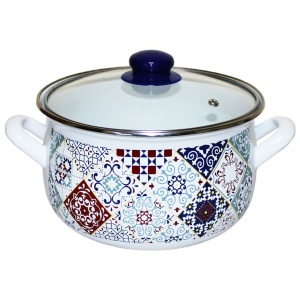 Кастрюля эмалированная 3,1 л Марокко стекл/кр TM INTEROS 1/4