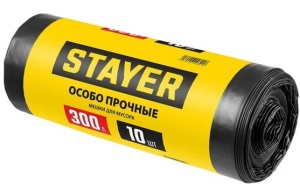 Мешки строительные мусорные 300л черные особопрочные рулон 10шт Стайер (6)