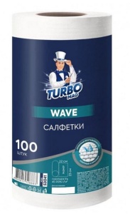 Салфетка ВИСКОЗА универсальная TURBOMAG WAVE 23*22см 100шт РУЛОН 1/12