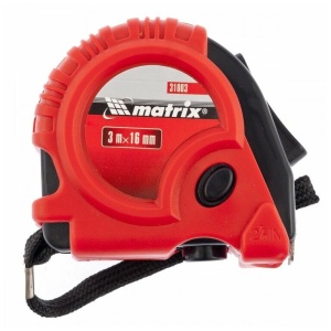 Рулетка 3мх16мм обрезиненный корпус MATRIX