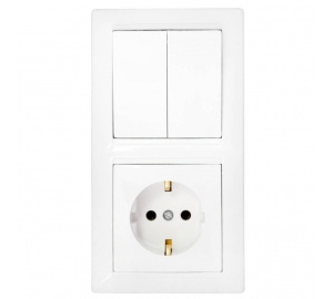 Блок Стиль:выключатель 2кл+розетка з/к с/п 2В-РЦ-693 белый 210010