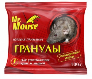Средство от грызунов гранулы с мумифик. , пакет 100г  (50) Mr.Mouse