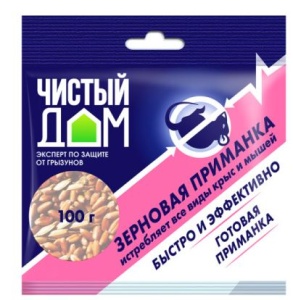 Средство от крыс и мышей зернов.приманка пакет 100г Форэт ЧД (50) 