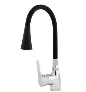 Смеситель д/кухни RUSANT ЧЁРНЫЙ рыч,гибкий излив.2  режима