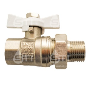 Кран шаровый STI 15мм американка бабочка с накидной гайкой 