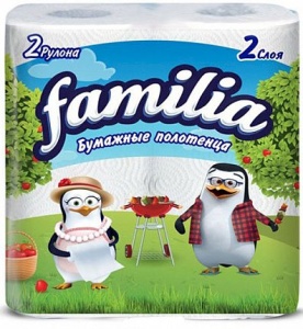 Полотенца бумаж Familia 2-x сл ,2 рулона,по 14