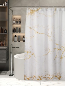 Штора для ванной полиэстер 180х200 см с утяжелителем Marble ZALEL 1/1 с кольцами