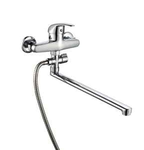 Смеситель для ванны ПСМ рычажный L-образный излив 32,5 см, дивертор.