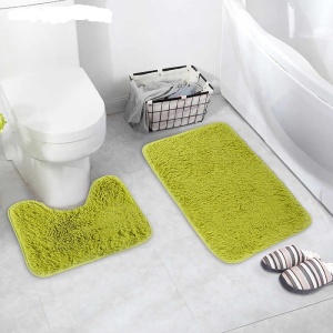 Набор ковриков для ванны и туалета ПУШИСТИК 40х50см 50х80см 2 шт  зеленый