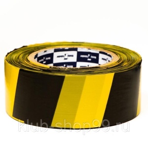 Лента д/ограждений 50мм 200м ЧЕРНО-ЖЕЛТАЯ Клебебендер (8) неклейкая