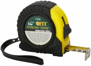 Рулетка 5мх19мм прорезиненный корпус  FIT