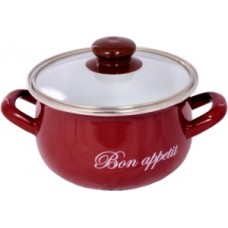 Кастрюля эмалированная 4,0 л Бордо стекл/кр TM INTEROS 1/4