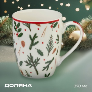 Кружка фарфор 370мл Новогодний лес 1/48