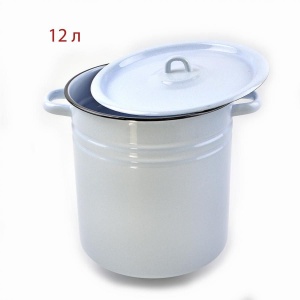 Кастрюля эмалированная 12л без рисунка цилиндрической формы 1/2