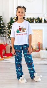 Комплект дев. (футб+брюки) Новогоднее чудо-1 рост 158 (ЧЗ)