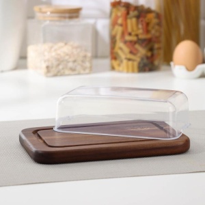 Масленка деревянная 19*12,5*6см Акация с крышкой 1/24