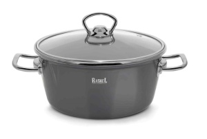 Кастрюля эмалированная 2,1 л RASHEL GRAND ручки хром,графитовый 
