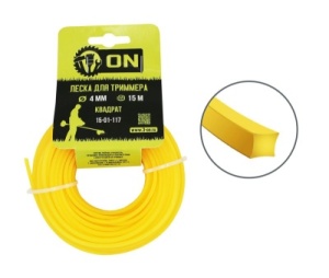 Леска д/триммера "квадрат" 4мм 15м 15-01-117