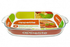 Форма стеклянная 3,9л TM Appetite 41х26х6 см прямоугольная с ручками 1/6
