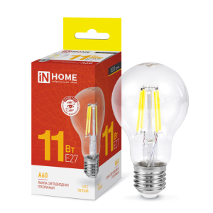 Лампа LED-А60-deco 11Вт 6500K Е27 IN HOME прозрачная
